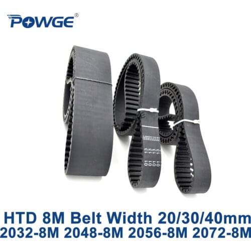 POWGE HTD 8M synchronous Timing belt C=2032/2048/2056/2072 width 20/30/40mm Teeth 254 256 257 259 HTD8M 2032-8M 2056-8M 2072-8M