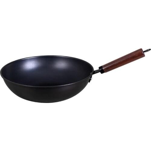 Handmade iron pan uncoated non-stick frying pan household kitchenware precision casting old iron induction cooker universal pot