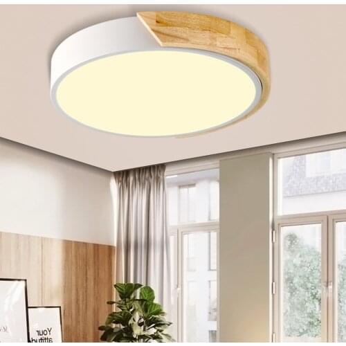 Wooden Ceiling Lamp 5cm Ultra Thin Led Ceiling Light Modern Dia 30cm 18W Round Surface Mount Flush Panel Lamp For Home Decor