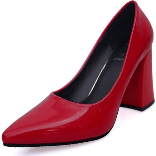 Europe and the United States new temperament patent leather 10CM high-heeled shoes simple and comfortable high-heeled work shoes