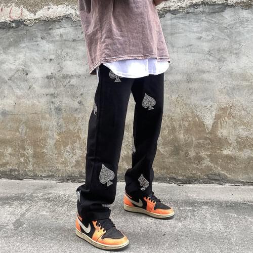 Streetwear hip-hop 2021 new fashion hot drilling overalls straight pants mens trousers dark wind sports pants womens pants
