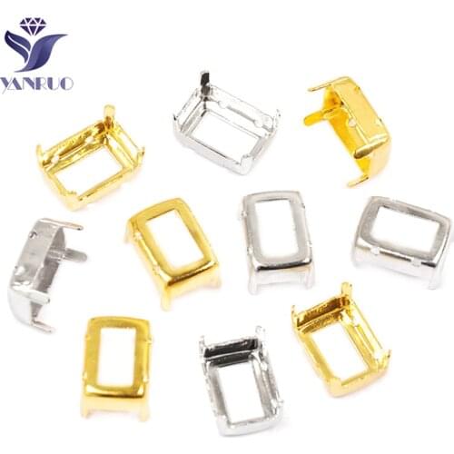 YANRUO 4610 Octagon High Quality Silver Gold Claws Sewing Rhinestone Glass Strass Sewing For Clothing