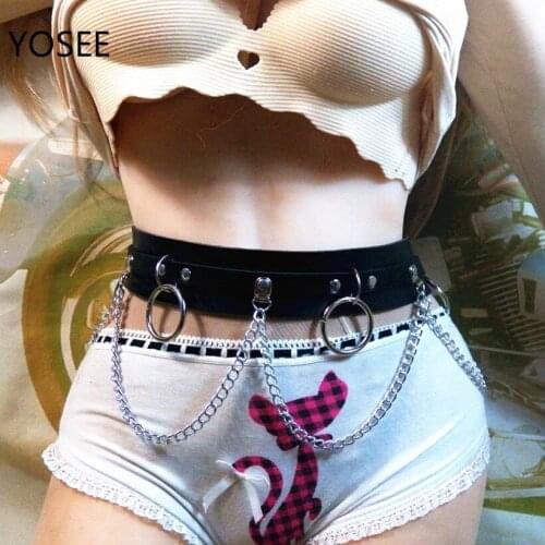 YOSEE New Women Men Cool Handmade Oversized Fetish Harajuku Leather Collar Bondage Harness Belt