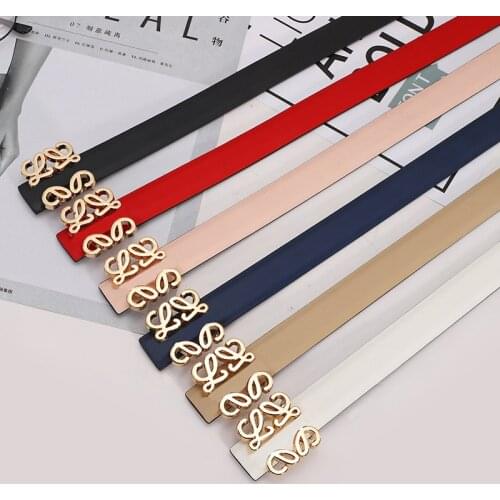 Ladies Letter Retro Smooth Buckle Belt Korean Fashion Casual Leather Belt Women
