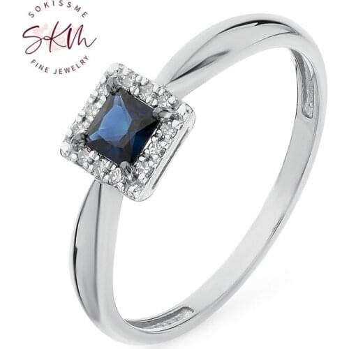 SKM flower sapphire rings for women 14k rose gold Vintage brand designer Engagement wedding rings designer Promise Bride Gift