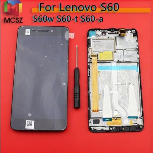 Lcd Display screen+touch glass digitizer Frame assembly for Lenovo s60 S60W S60T S60A S60-a free shipping