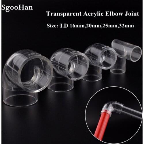 1~10pcs I.D 16~32mm Clear Plexiglass Acrylic Aquarium Fish Tank Elbow Joint Home DIY Water Tank PMMA 90° Elbow Connectors