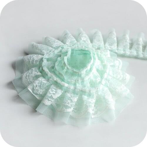 1M Latest Pleated Mesh Tulle Lace Fabric 5cm Guipure Lace Trim Bridal Sarees Wedding Dress Trimmings For Clothing encaje LX41