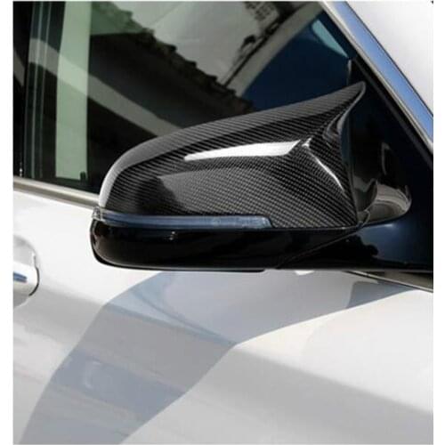 1 Pair For BMW 5 6 7 Series F10 F11 2014-2016 F01 F02 Glossy Real Carbon Fiber Mirror Cover Replacement Style Rearview