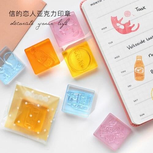 1 Pcs Color Transparent Drinks Animal Stamp DIY Acrylic Rubber Stamps for Stationery Scrapbooking Transparent Stamps