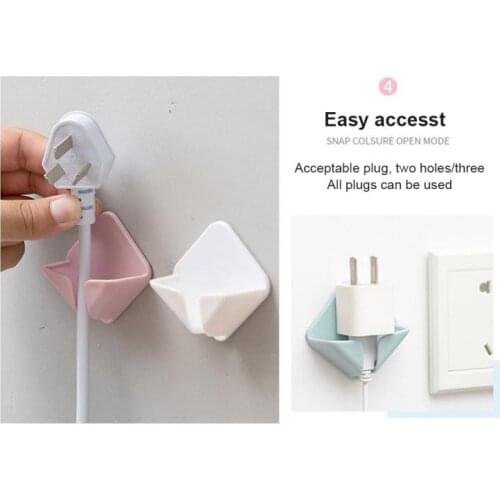 2Pcs Nail Free Storage Hooks Power Cord Storage Rack Wall Storage Hook Kitchen Plug Hook Adhesive Hooks Power Plug Hanger Holder