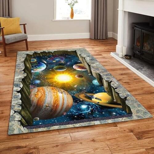 3D Galaxy Space Stars Carpets for Living Room Bedroom Decoration Area Rugs Parlor Tea Table Mat Soft Flannel Home Large Carpet