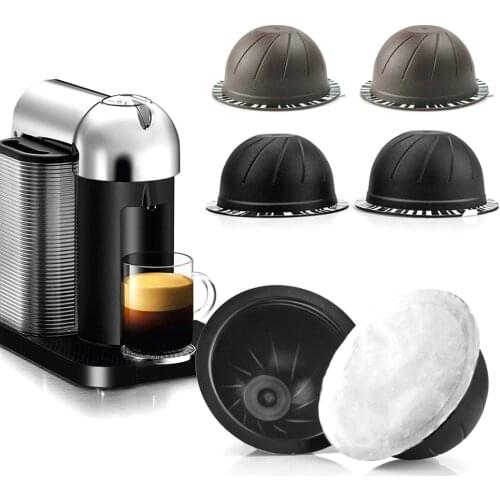 5Pcs/Set Disposable Refillable Coffee Filter Cup Capsule for Nespresso Vertuo Coffee Compatible Filter Cups Pod For Dolce Gusto