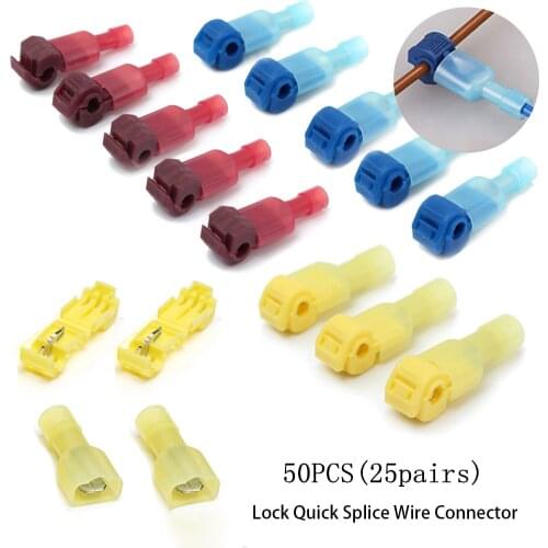 50Pcs(25set) Quick Electrical Cable Connectors Snap Splice Lock Wire Terminal Crimp Wire Connector Waterproof Electric Connector