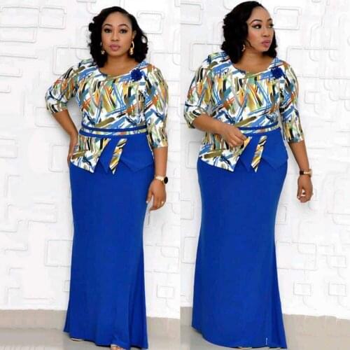 Printed African Clothes African Dresses For Women Dashiki Christmas Ankara Maxi Dress Bazin Rich Robe European Clothing DCC701