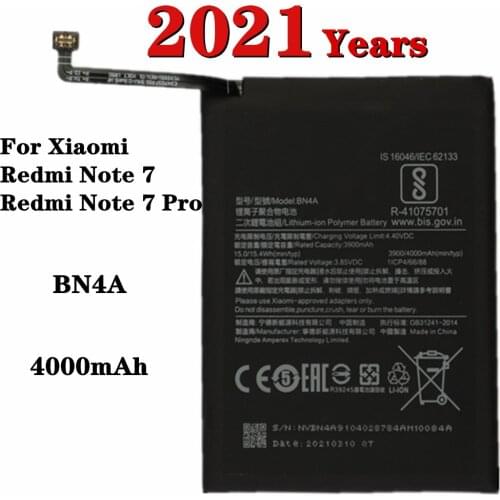 2021 Years For Xiaomi Redmi Note7 Note 7 Pro M1901F7C BN4A Phone Battery 4000mAh High Capacity Batteries