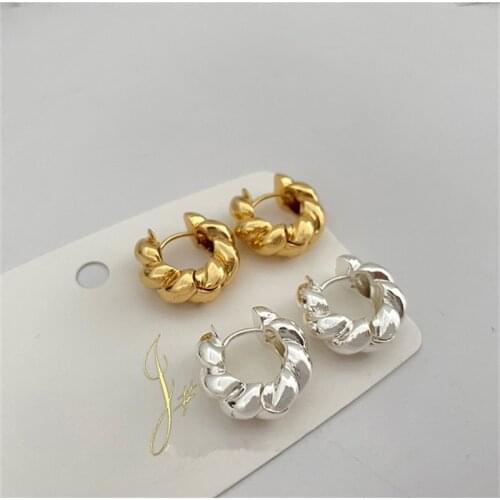AOMU 2021 New Simple Retro Geometric Distortion Twist Metal Ear Buckle Hoop Earring for for Women Girl Accessories Party Jewelry