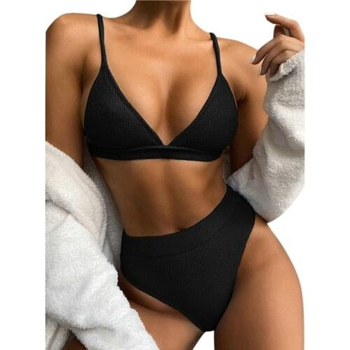 Bra Deep V High Waisted Bikini High Cut Bikini Set Sexy Bathing Suits Women Two Piece Swimsuit Push-up