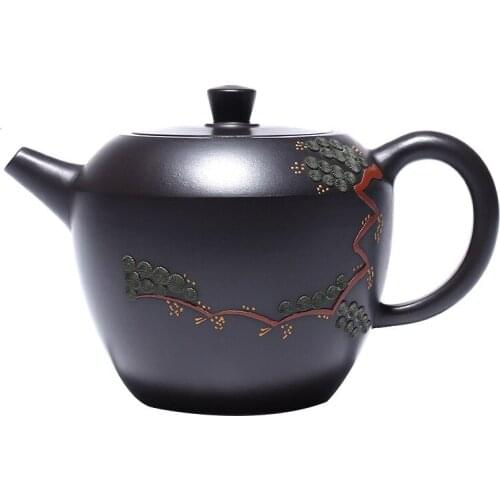 Zisha Teapot Yixing Handmade Pot Kung-fu Teaware Purple Clay Drinkware For Puer Black Mud Pine Needle Giant Wheel Bead Teapot