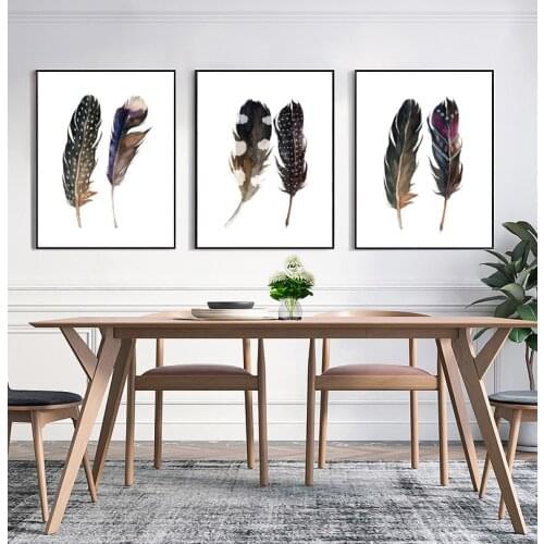 Black White Sample Creative Feather Painting Decoration Living Room Childrens Room Poster Picture for Office Bedroom Public