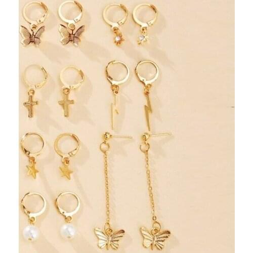 Duobeiduo Fashion Star Cross Earrings Women Piercing Jewelry Creative Simple Butterfly Lightning Earring Gift Bijouteria Arete