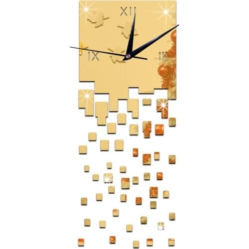 GZ039 Heart Shaped Acrylic Mirror Wall Clock Bedroom Background Wall Mirror Quartz Clock Diy Decorative Wall Clock