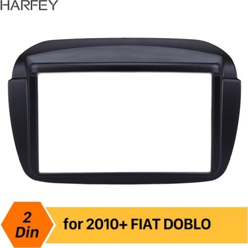Harfey Black 2DIN Car Radio Fascia Panel Audio Fitting Adaptor Trim Kit Installation Dashboard Frame For FIAT DOBLO Cover Trim
