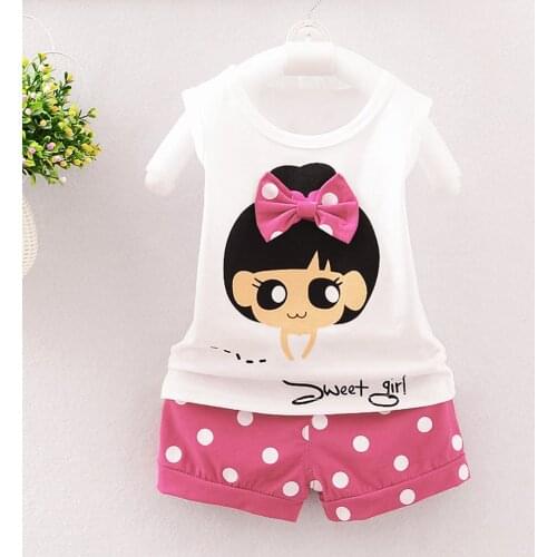 2Pcs Newborn Baby Clothes Set Summer Infant Boys Girls Clothing Outfit Sleeveless Letter Bow Portrait Vest Tops + Dot Shorts Set