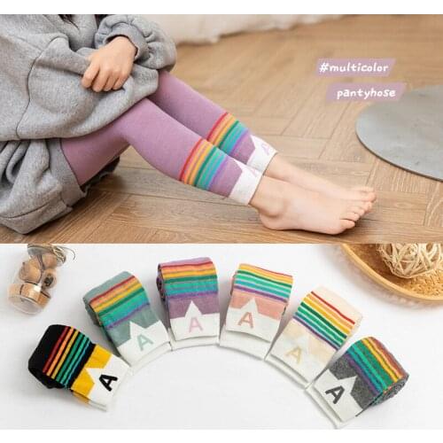 Girls Leggings Patchwork Pants Baby Girl Colorful Trousers Spring Autum Cotton Knit Leggings Cute Casual Pants
