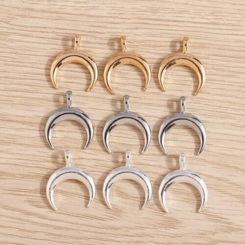 20pcs 17*20mm Fashion Metal Crescent Moon Charms Pendants for Earrings Necklaces DIY Handmade Craft Jewelry Finding Making
