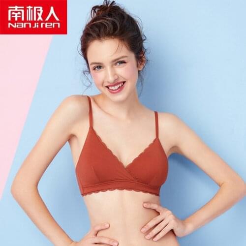 NANJIREN Lingerie Women Underwear Set Modal Spandex One-Piece Wire Free Solid Color Seamless Breathable Girls Lace Bra