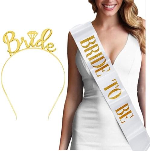 Bride Diamond Headband Hen Party Bride To Be Satin Ribbon Sash For Wedding Bachelorette Party Bride Hair Accessories Photo Props