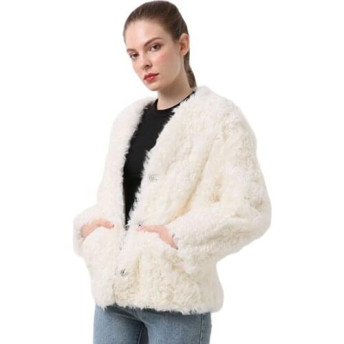 QIUCHEN PJ20089 NEW ARRIVAL women winter fur coats real sheep fur jacket shearing luxury fur clothes sheepskin winter fashion