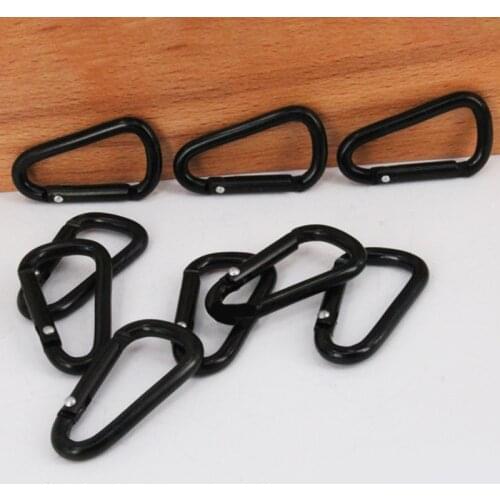 20Pcs/Set New D-Type All Black Carabiner Aluminum Alloy Back Key Hook Outdoor High-Quality Safety Pendant Home Key Storage