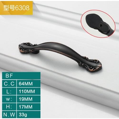 New Exquisite Cabinet USA European Black Handle Simple Black Bronze Handle Closet Drawer Cabinet Furniture Door Handle