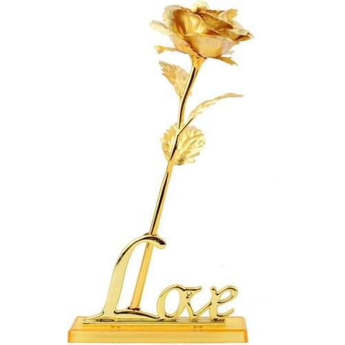 24K Gold Rose Gifts Decoration Certificate Flower Frame Base Exquisite LOVE Beautiful Funny Rosefolwer Photo Frame Base