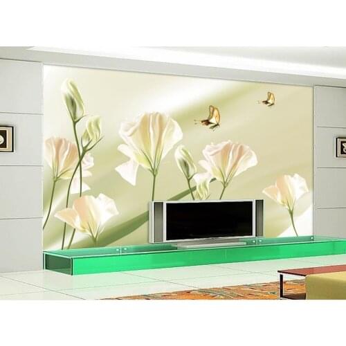 Custom 3D Mural Wallpaper TV Backdrop Simple flowers butterfly color carving 3d Photo Wallpaper Home Decoration