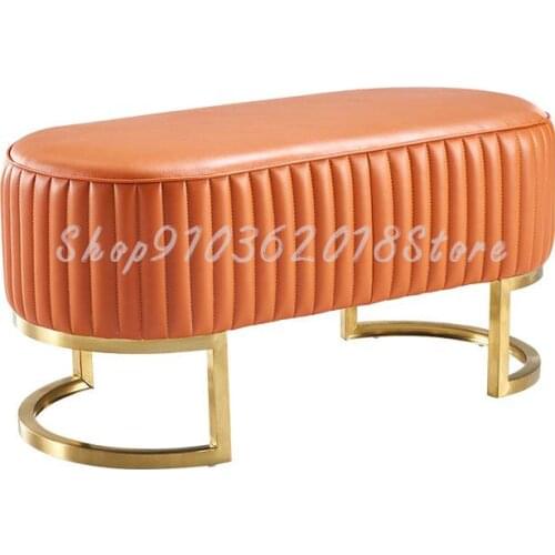 Light Luxury Sofa Stool Shoes Stool Leather Nordic Clothing Store Manager Stool Bench Bench Bed Tail Stool Household Shoes Stool