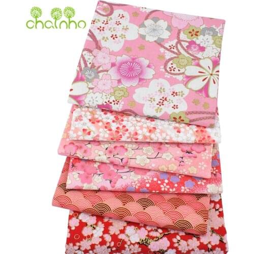 Printed Pink Floral Bronzing Plain Cotton Fabric,Pachwork Cloth,For Handmade DIY Quilting&Sewing Crafts,Bags Material,CCT032