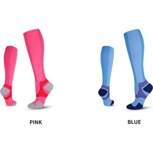 Unisex Sport Breathable Fitness Compression Stocking Adults Outdoor Block Hosiery for Outdoor Pressure Running Cycling