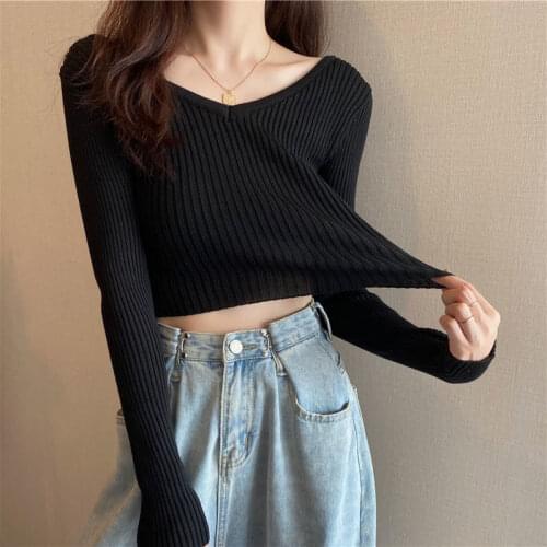 Woman Sweaters Pullover Fall 2021two Wear V-neck Long-Sleeve Knitwear Womens Top Femme Chandails