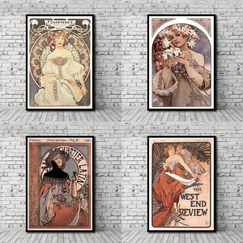 West End Comments AD Alphonse Maria Mucha Paris 1898 Flower Girl Poster Canvas Painting Bar Home Decor Gift