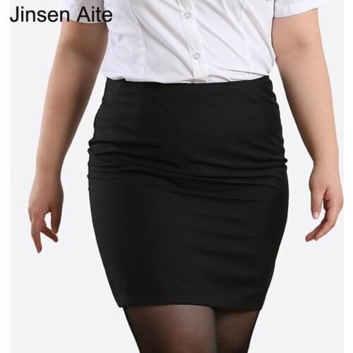 Jinsen Aite Plus Size Business Formal Women Skirt Black Elegant High Waist Mini Female Skirts Lady Office Work Wear Skirt JS76