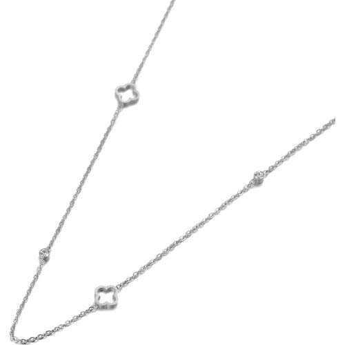 Trendy Hollow Flower Charm Choker Necklaces For Women Rose Gold Stainless Steel CZ Crystal Chain Pendant Jewelry N19144