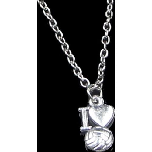 20pcs 16*9mm I Love Volleyball Pendant Necklace Link Chain For Female Choker Necklace Creative Jewelry party Gift