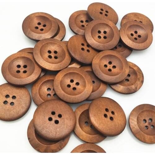 20pcs 25mm Round Wooden Buttons 4 Holes DIY Apparel Sewing Decorative Buttons Scrapbooking Buttons for Clothing 7NK245-4