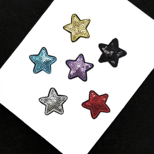 20pcs Star Iron On Sequined Patches Heat Transfer Glitter Patch For Clothing Dress Garment Appliques Jacket Patchwork Badge