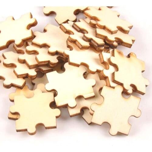 25pcs/lot Home Decoration Puzzle Pattern Unfinished Wooden Ornament 29mm Natural Wood Crafts For DIY Handmade Scrapbooking m1819