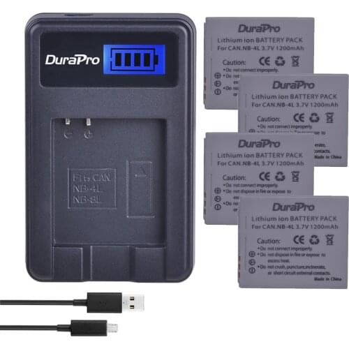 4pc NB-4L NB 4L NB4L Camera Li-ion Battery + LCD USB Charger For Canon IXUS 60 65 80 75 100 I20 110 115 120 130 IS 117 220 225