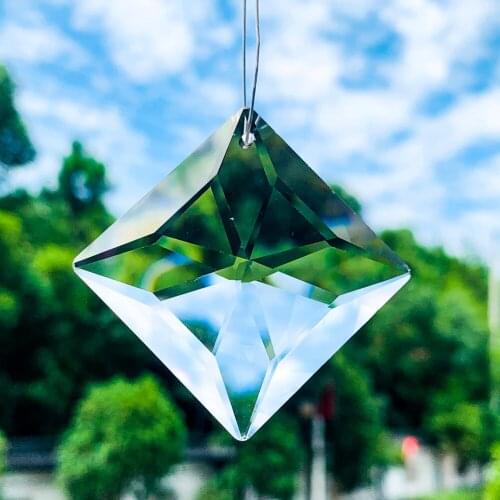 40mm Faceted Square Crystal Prism Suncatcher Clear Glass Chandelier Lamp Parts Rainbow Hanging Pendant Home Wedding Garden Decor